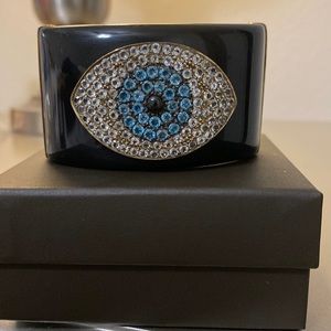 HSN RARE MULTI GEMSTONE VERMEIL EVIL EYE CUFF BRACELET